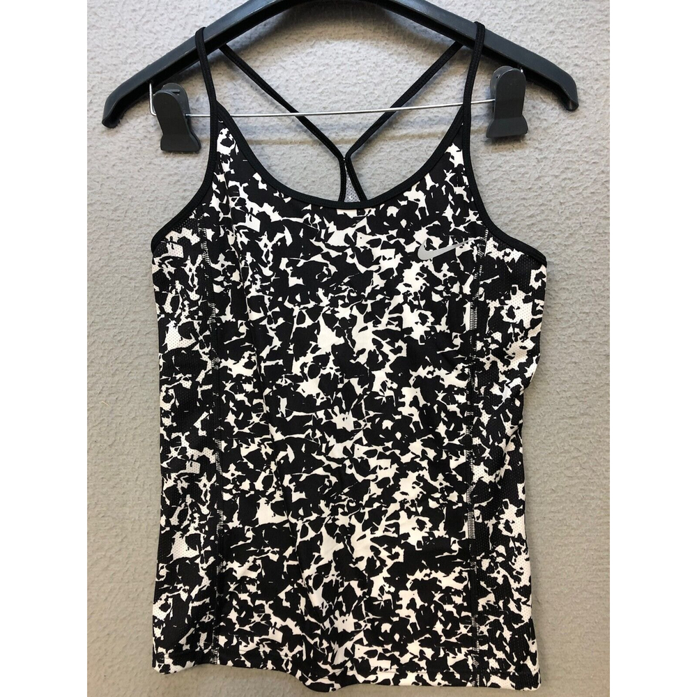 Nike Women's Dri Fit Racerback Gravity Tank Top White and Black Extra Small (XS)